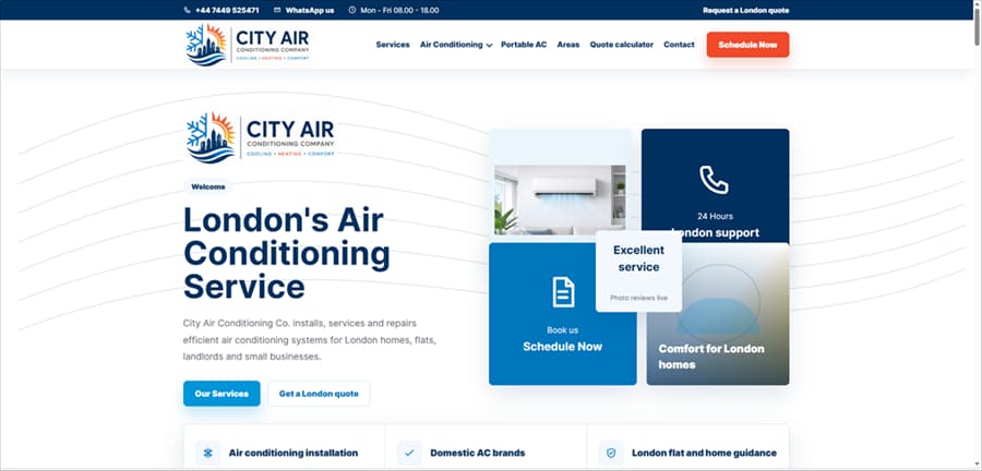 City Air Conditioning Company website screenshot