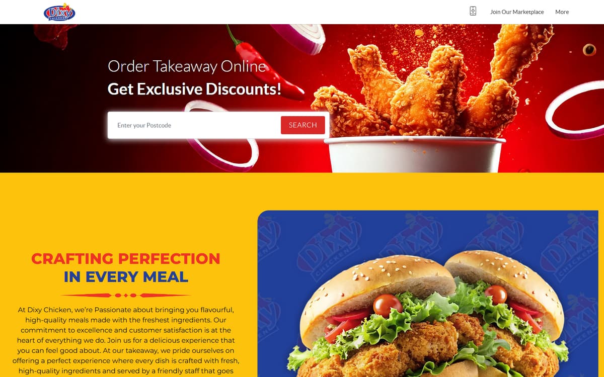 Dixy Chicken UK website screenshot