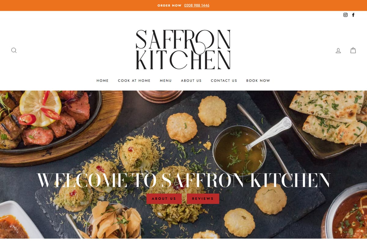 Saffron Kitchen website screenshot