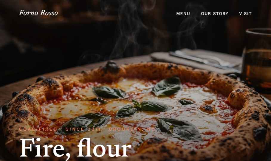 Forno Rosso pizza restaurant landing page hero preview