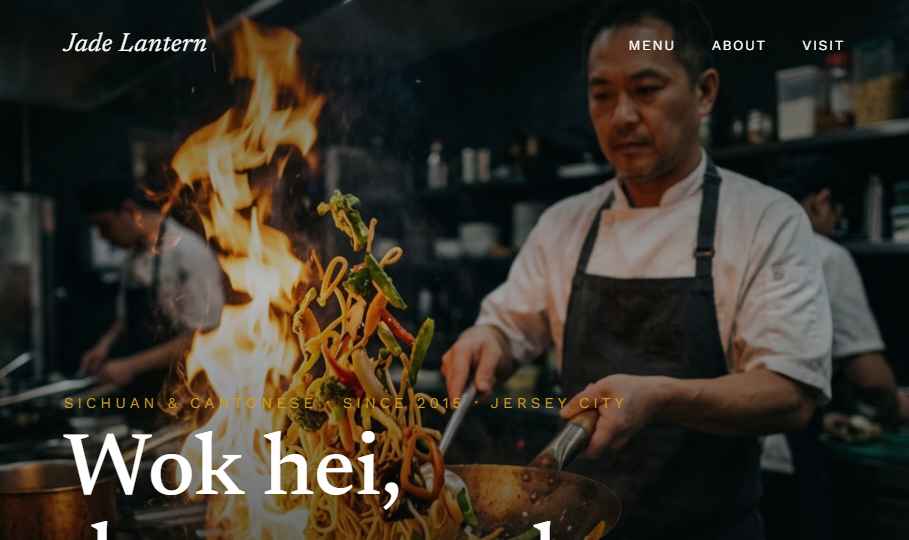 Jade Lantern Chinese restaurant landing page hero preview